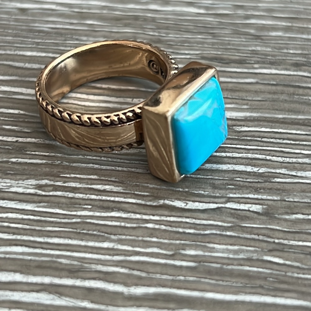 Barse Blue Turquoise Statement Ring - image 2